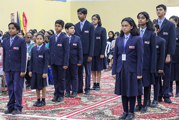 The assembly time at Doha Modern Indian School