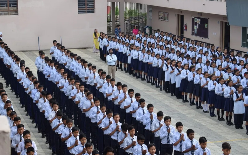 The assembly time at Doha Modern Indian School