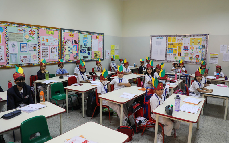 "The classroom of Doha Modern Indian School."